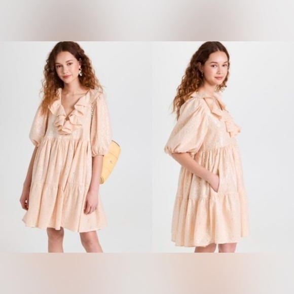 STINE GOYA Imperio Sequin Cotton Mini New Years Dress in Coconut Sparkles Size M - Picture 7 of 13